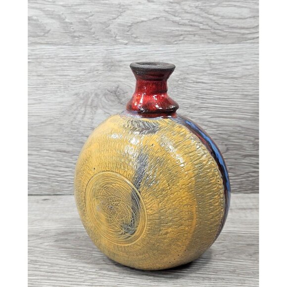 Vintage Pottery Vase Ceramic Abstarct Art Handmade Pot 6" Home Room Decor Gift - Picture 14 of 16